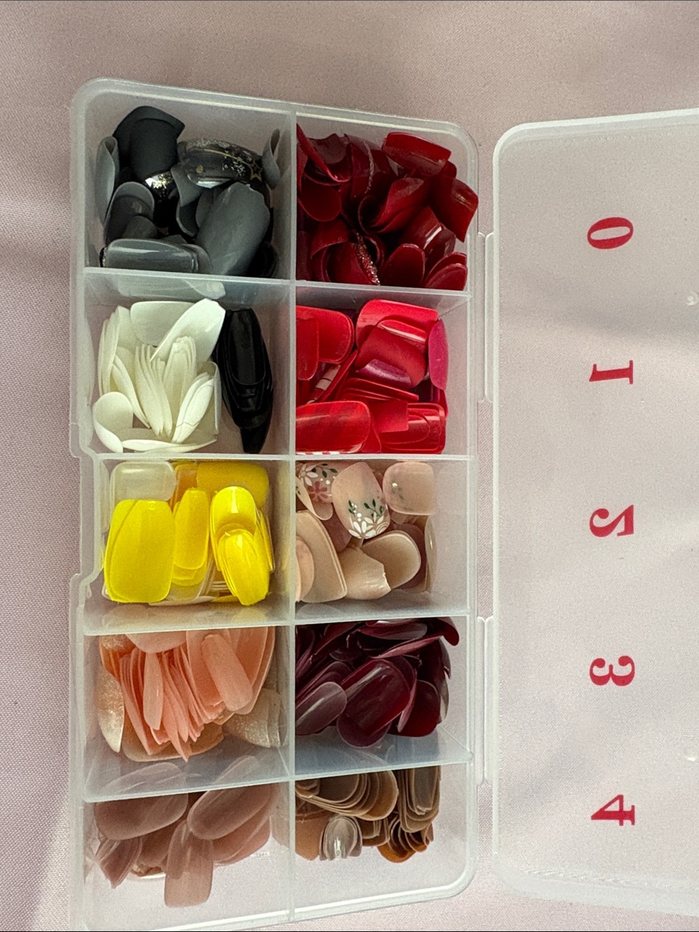 Assorted Nude & Bright Nail Tip Organizer - Multi-Color Storage Case
